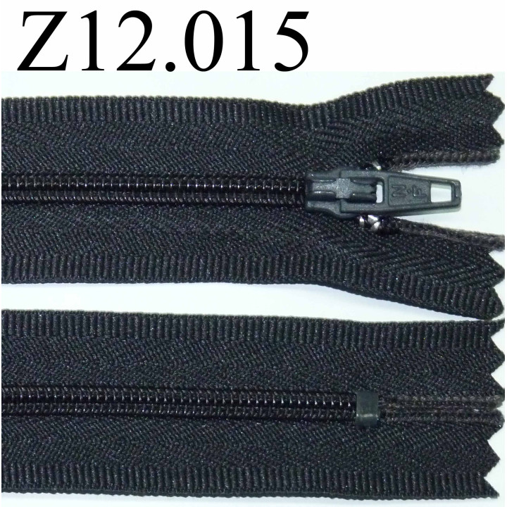 fermeture éclair longueur 12 cm couleur bleu gris anthracite très foncé  non séparable zip nylon