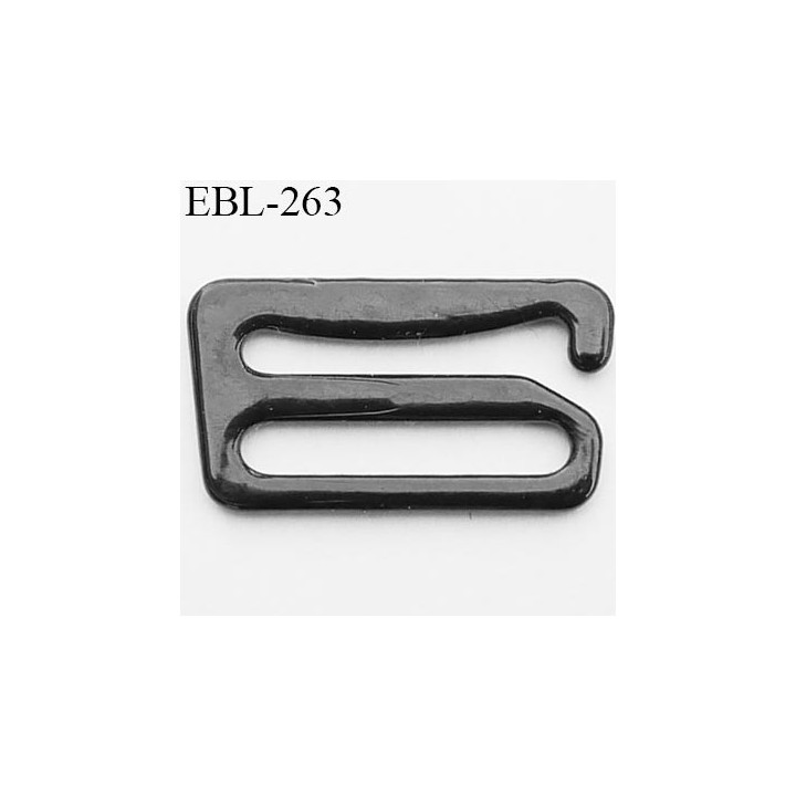 Crochet métal 15 mm plastifié couleur noir brillant largeur intérieur de passage de bretelle 15 mm haut de gamme prix / pièce