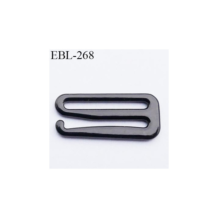 Crochet métal 15 mm plastifié couleur noir brillant largeur intérieur de passage de bretelle 15 mm haut de gamme prix / pièce