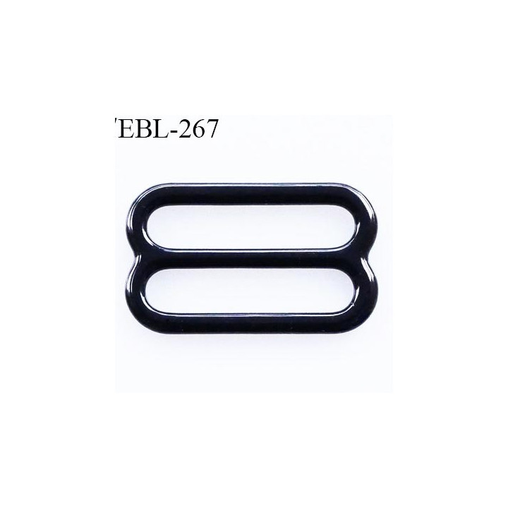 boucle de réglage 12 mm  réglette métal plastifié noir brillant pour soutien gorge largeur intérieur 12 mm  haut de gamme