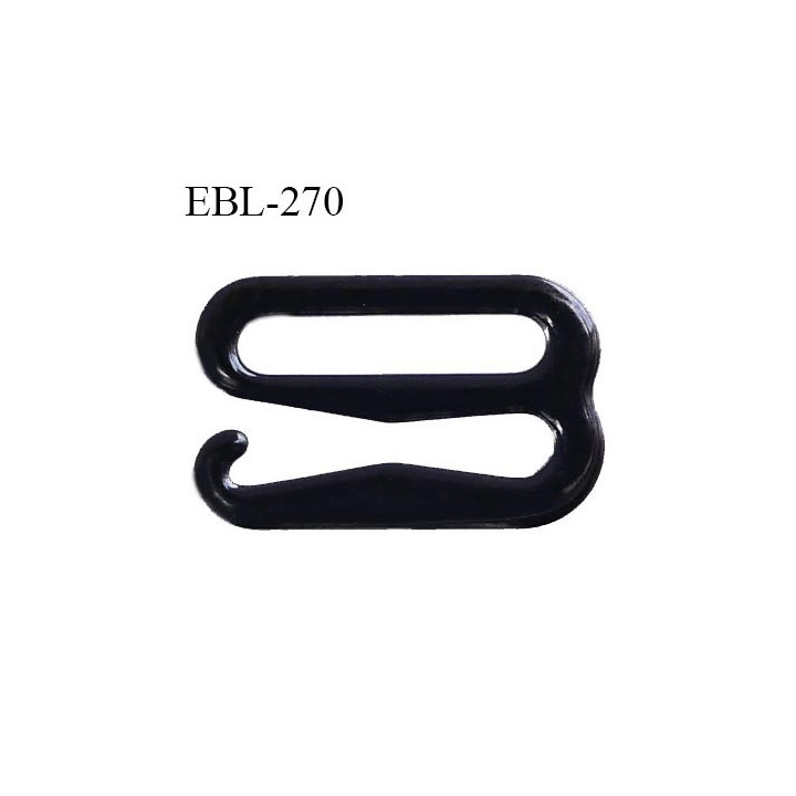 Crochet métal 18 mm plastifié couleur noir brillant largeur intérieur de passage de bretelle 18 mm haut de gamme prix / pièce