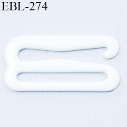 Crochet 18 mm de réglage bretelle  soutien gorge en métal laqué blanc brillant largeur intérieur 18 mm largeur extérieur 22.5 mm