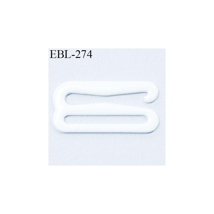Crochet 18 mm de réglage bretelle  soutien gorge en métal laqué blanc brillant largeur intérieur 18 mm largeur extérieur 22.5 mm