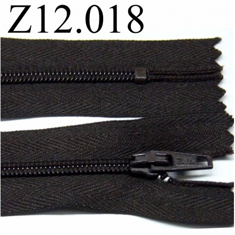 fermeture éclair longueur 12 cm couleur marron foncé non séparable zip nylon