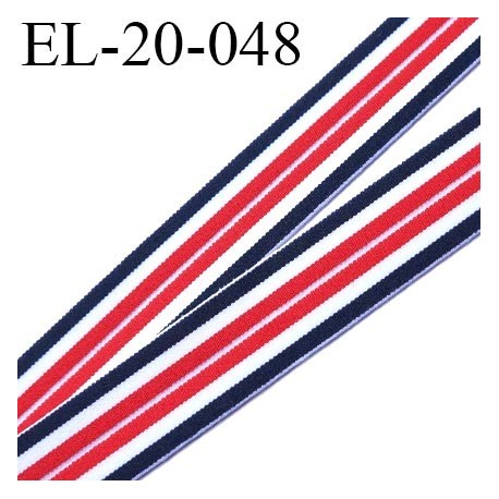 Elastique 20 mm lingerie et caleçon couleur bleu blanc rouge Fabriqué en France grande marque largeur 20 mm prix au mètre