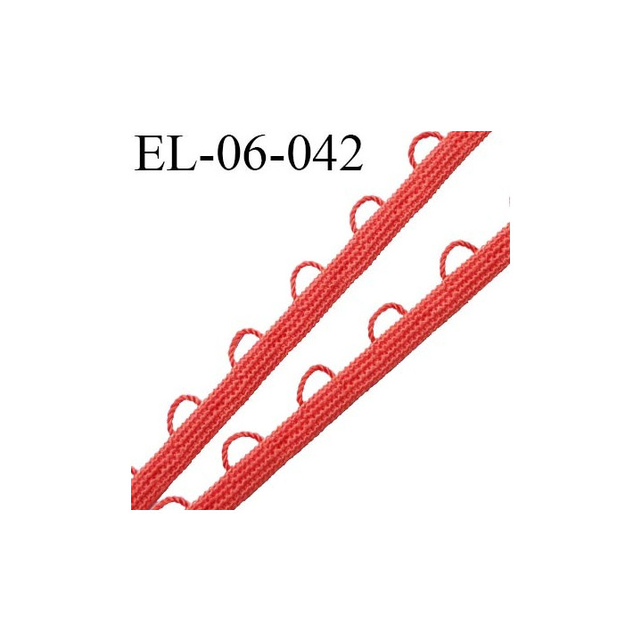 Elastique boutonnière picot 6 mm spécial lingerie couleur orange corail fabriqué en France largeur 6  mm prix au mètre