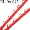 Elastique boutonnière picot 6 mm spécial lingerie couleur orange corail fabriqué en France largeur 6 mm prix au mètre