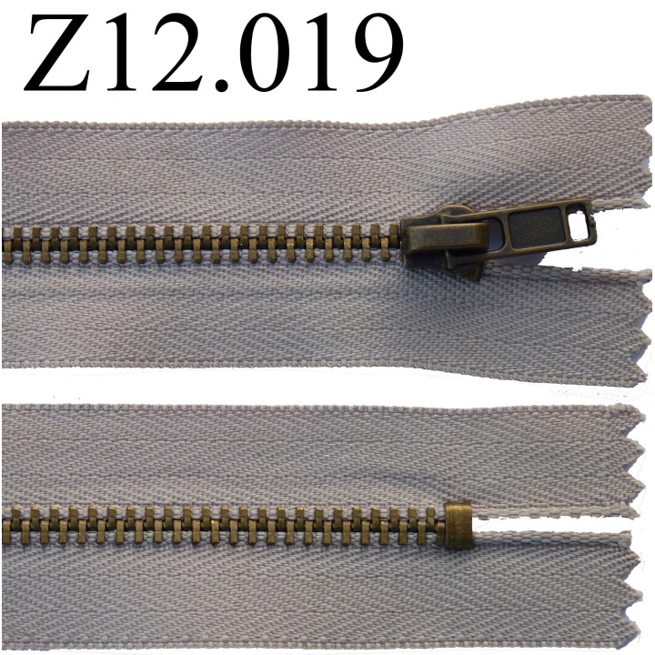 fermeture éclair longueur 12 cm couleur beige  non séparable zip métal