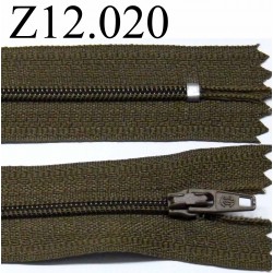 fermeture zip à glissière longueur 12 cm couleur vert kaki non séparable zip nylon largeur 2.5 cm