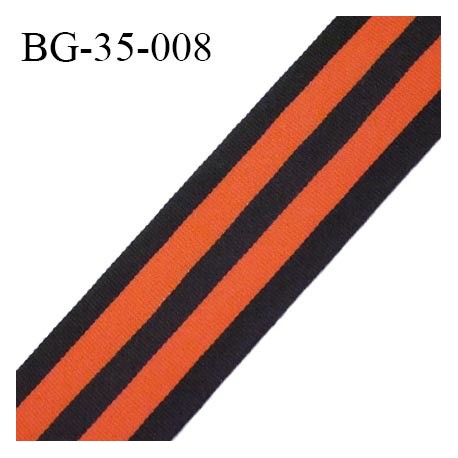 galon ruban 35 mm sangle fine petit grain couleur noir et orange très solide polyamide largeur 35 mm prix au mètres