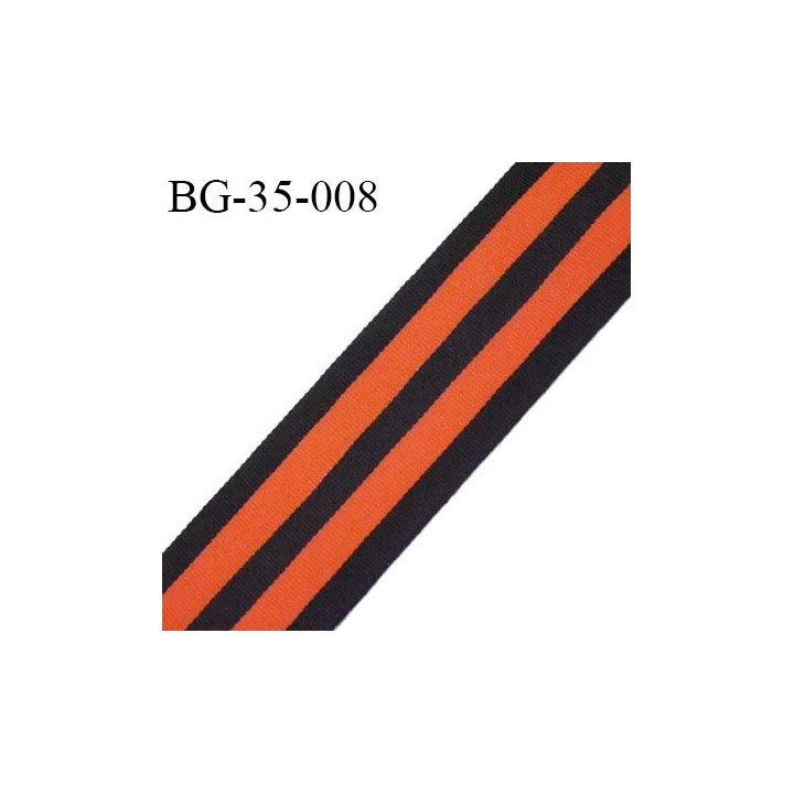 galon ruban 35 mm sangle fine petit grain couleur noir et orange très solide polyamide largeur 35 mm prix au mètres