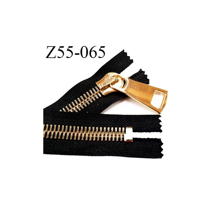 Fermeture zip à glissière en métal longueur 55 cm couleur noir non séparable largeur 4 cm zip glissière largeur 12 mm