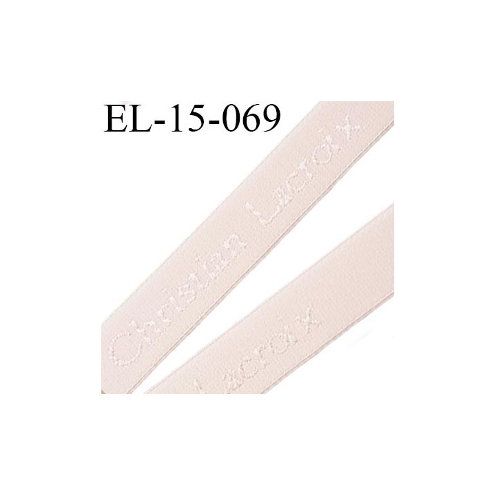 élastique15 mm bretelle lingerie  de marque Christian Lacroix inscription en surpiquage couleur rose pétale prix au mètre