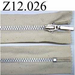 fermeture zip à glissière longueur 12 cm couleur écru avec petits points chiné non séparable zip métal