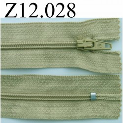 fermeture zip à glissière longueur 12 cm couleur vert kaki clair non séparable zip nylon