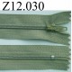 fermeture éclair longueur 12 cm couleur vert kaki clair non séparable zip nylon
