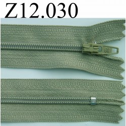fermeture éclair longueur 12 cm couleur vert kaki clair non séparable zip nylon