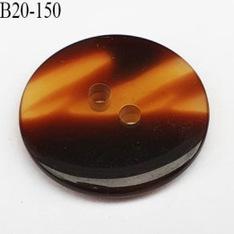 bouton 20 mm couleur marron foncé  et corne marbré brillant 2 trous diamètre 20 millimètres