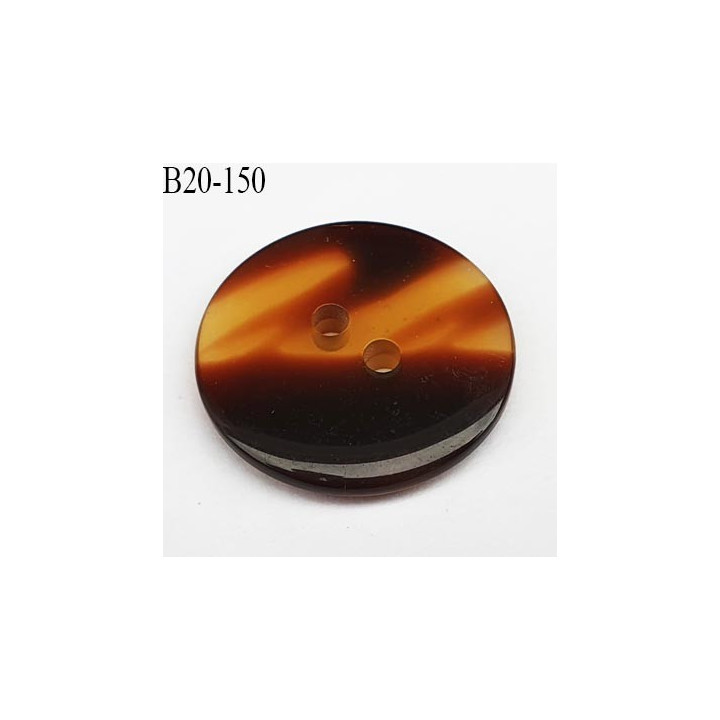 bouton 20 mm couleur marron foncé  et corne marbré brillant 2 trous diamètre 20 millimètres