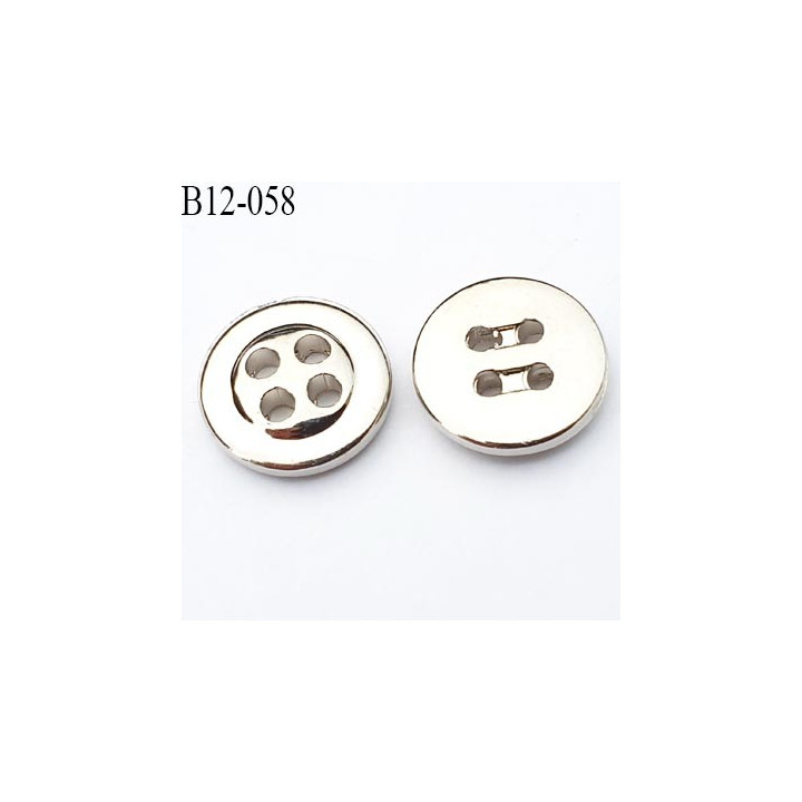  Bouton 4 trous  pvc 12 mm couleur chromé brillant diamètre 12 mm 