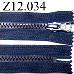 fermeture éclair longueur 12 cm couleur bleu non séparable zip nylon largeur 3,3 cm largeur du zip 5,5 mm 