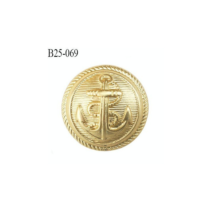bouton 25 mm en pvc ancre marine couleur or doré diamètre 25 mm accroche au dos avec un anneau prix a la pièce