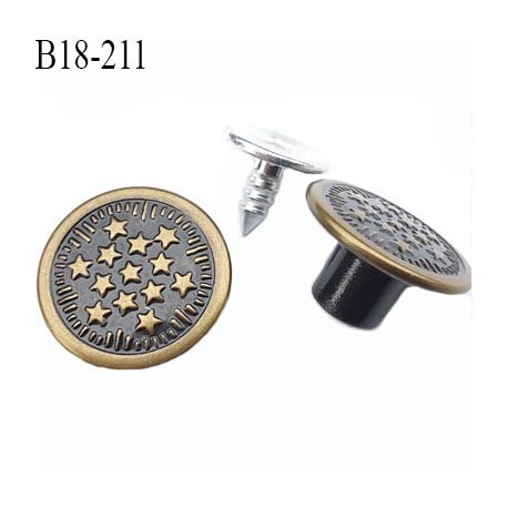 Bouton pour jeans 18 mm en métal couleur laiton et noir avec le clou 18 millimètre prix pour le clou et le bouton