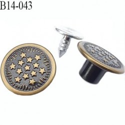 Bouton pour jeans 14 mm en métal couleur laiton et noir avec le clou 14 millimètre prix pour le clou et le bouton