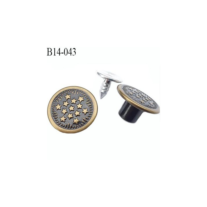 Bouton pour jeans 14 mm en métal couleur laiton et noir avec le clou 14 millimètre prix pour le clou et le bouton