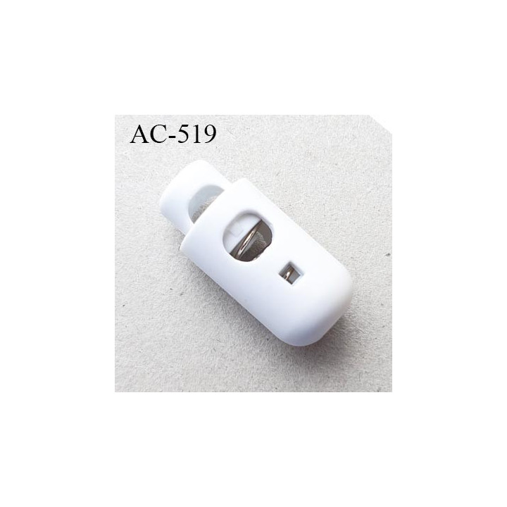 arrêt cordon  stop cordon  blanc hauteur 27 mm diamètre 12.5 mm  trou pour le cordon 5 mm prix à la pièce
