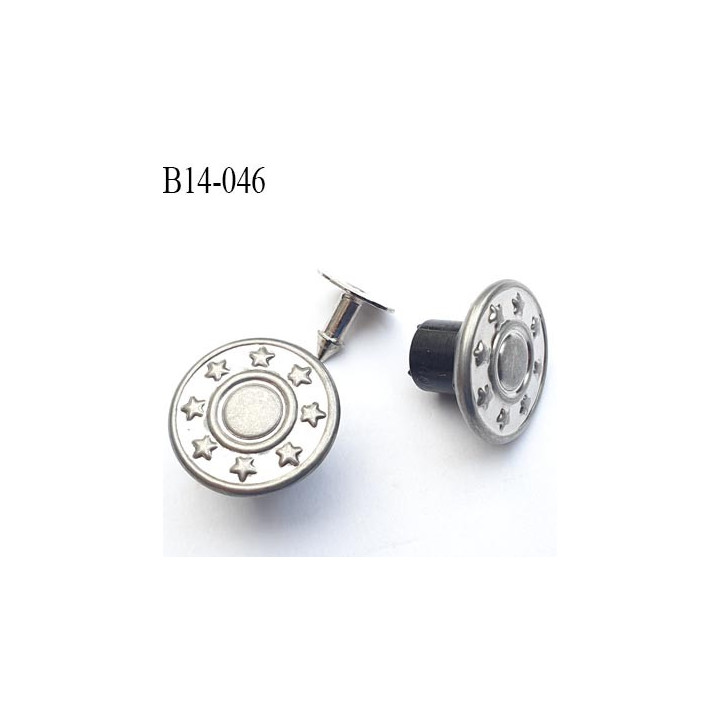 Bouton pour jeans 14 mm en métal couleur aluminium avec le clou 14 millimètre prix pour le clou et le bouton