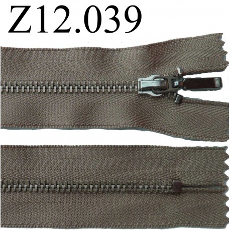 fermeture éclair longueur 12 cm couleur beige kaki non séparable zip métal