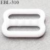 réglette 12 mm réglage de bretelle soutien gorge pvc blanc avec picot pour bloquer la bretelle largeur intérieur 12 mm