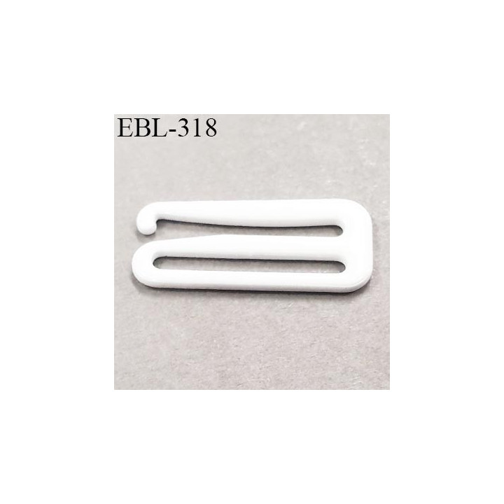 Crochet métal 15 mm plastifié couleur blanc brillant largeur intérieur de passage de bretelle 15 mm haut de gamme prix / pièce