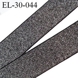 élastique 30 mm spécial lingerie, sport  caleçon ou bord côte fabriqué en France couleur noir et argent brillant prix au mètre