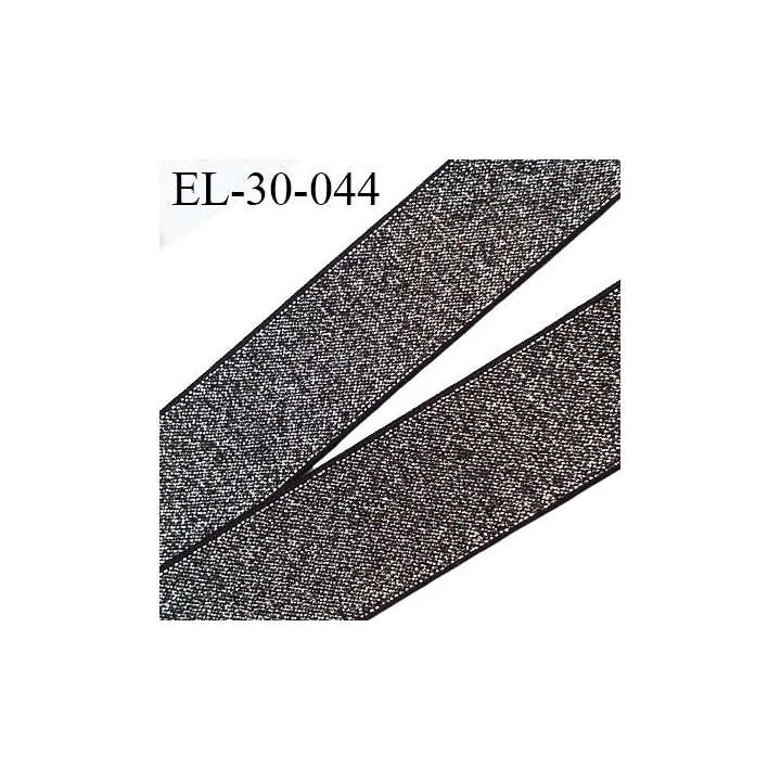 élastique 30 mm spécial lingerie, sport  caleçon ou bord côte fabriqué en France couleur noir et argent brillant prix au mètre