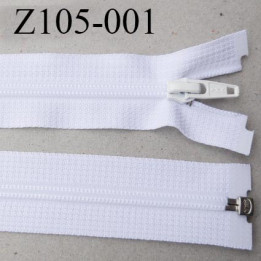 fermeture YKK zip 105 cm séparable largeur 30 mm  largeur de la  glissière nylon 6 mm couleur blanc YKK longueur 105 cm