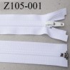 fermeture YKK zip 105 cm séparable largeur 30 mm largeur de la glissière nylon 6 mm couleur blanc YKK longueur 105 cm