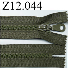 fermeture longueur 12 cm couleur vert kaki non séparable  zip nylon largeur 3,3 cm largeur du zip 5,5 mm