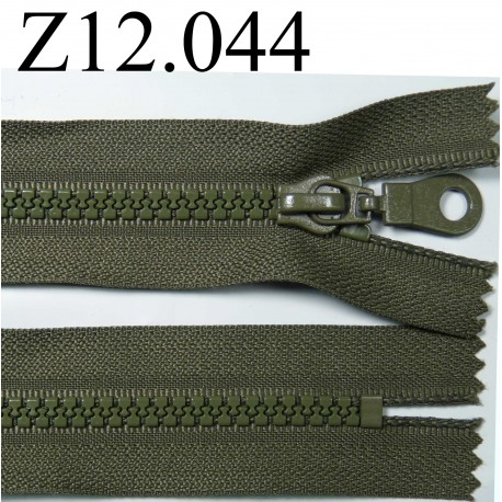 fermeture longueur 12 cm couleur vert kaki non séparable zip nylon largeur 3,3 cm largeur du zip 5,5 mm