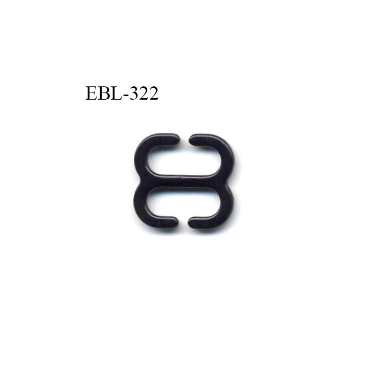 Crochet double 10 mm en métal  plastifié couleur noir brillant largeur intérieur de passage de bretelle 10 mm haut de gamme