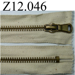 fermeture longueur 12 cm couleur écru  non séparable zip métal largeur 3,3 cm