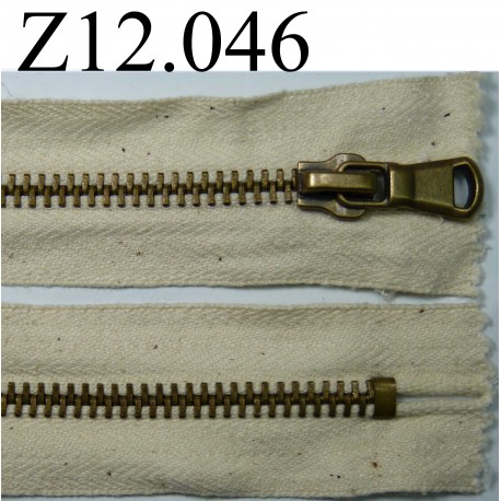 fermeture longueur 12 cm couleur écru non séparable zip métal largeur 3,3 cm