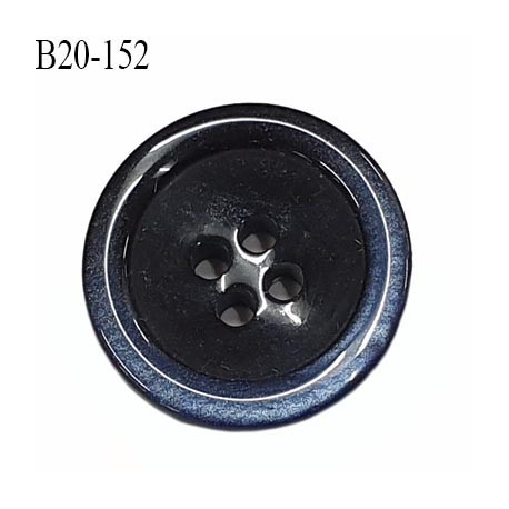 bouton 20 mm pvc très haut de gamme couleur noir et couleur bleu nacré en bordure 4 trous diamètre 20 millimètres