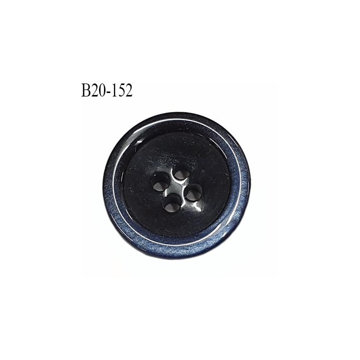 bouton 20 mm  pvc très haut de gamme couleur noir et couleur bleu nacré en bordure 4 trous diamètre 20 millimètres