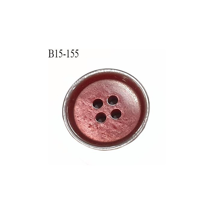 bouton 15 mm  pvc très haut de gamme couleur cuivre rouge et couleur gris acier en bordure 4 trous diamètre 15 millimètres