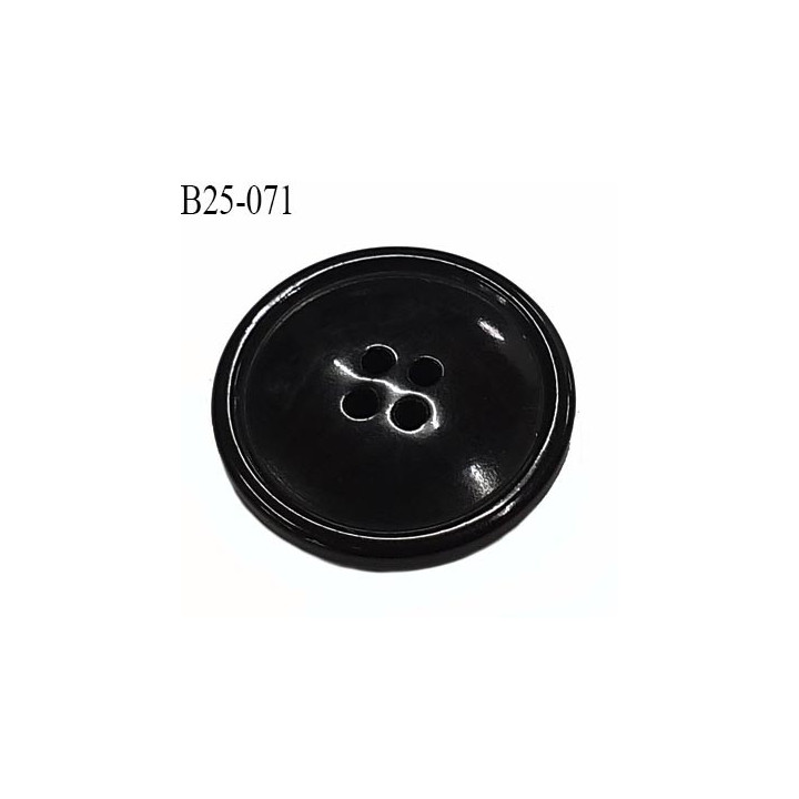 bouton 25 mm  pvc très haut de gamme couleur noir brillant 4 trous diamètre 25 millimètres