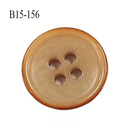 bouton 15 mm  pvc très haut de gamme couleur beige et couleur caramel en bordure 4 trous diamètre 15 millimètres