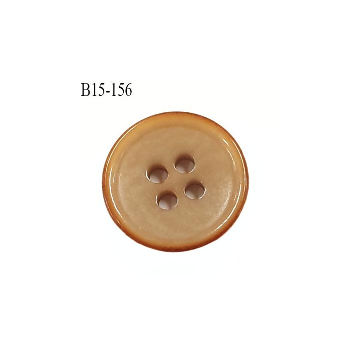 bouton 15 mm  pvc très haut de gamme couleur beige et couleur caramel en bordure 4 trous diamètre 15 millimètres
