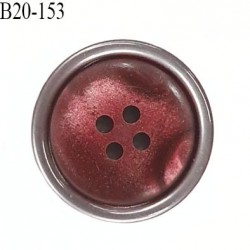 bouton 20 mm pvc très haut de gamme couleur groseille et couleur acier en bordure 4 trous diamètre 20 millimètres